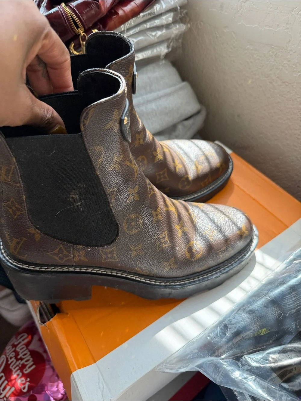 Louis Vuitton Monogram Pull-On Chelsea Boots in Brown